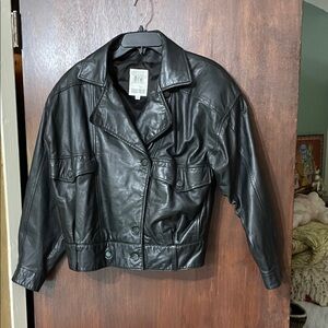 vintage leather double breasted bomber/Moto jacket